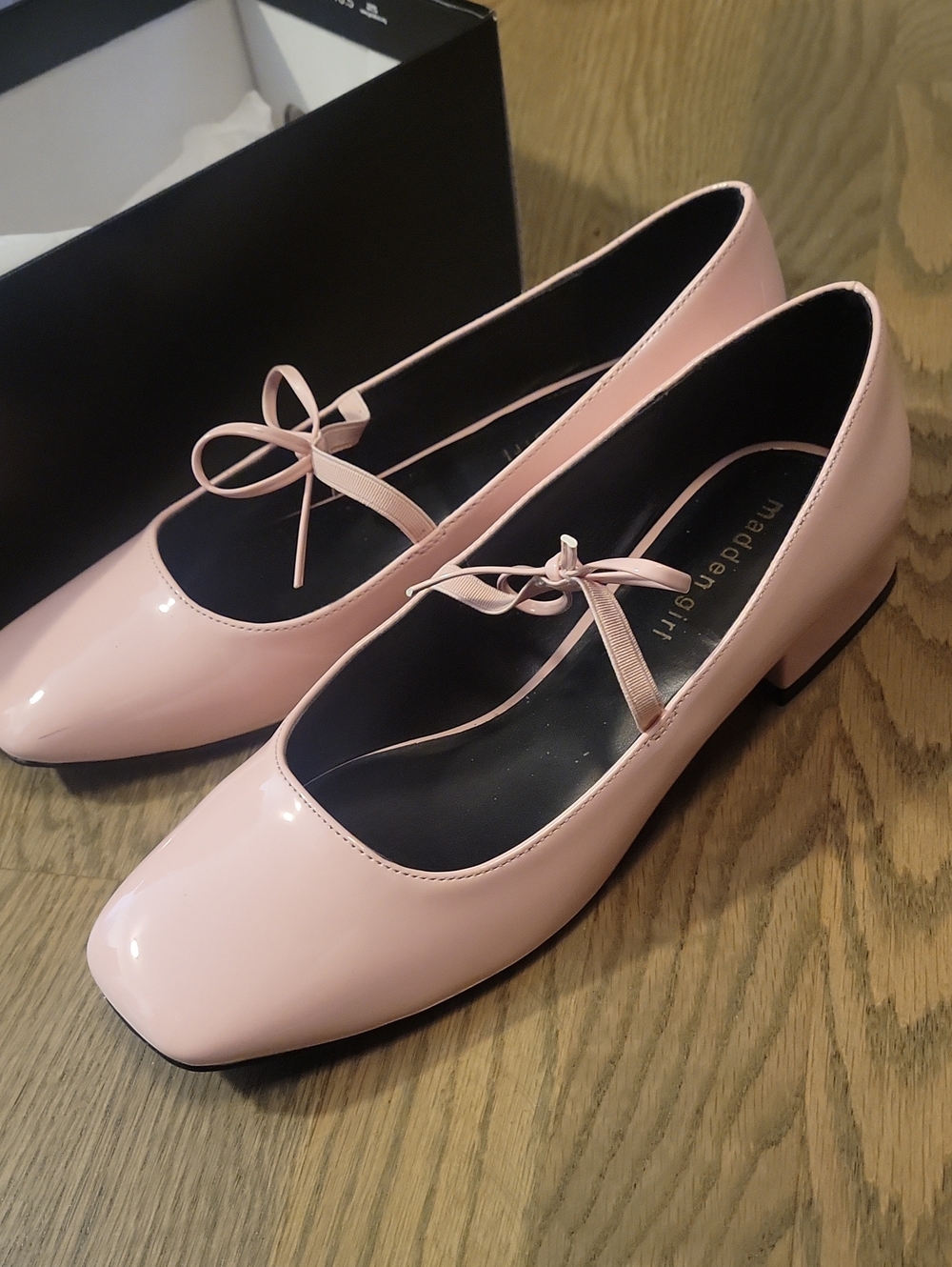 Steve Madden Pink Patent Mary Jane Low Block Heels
